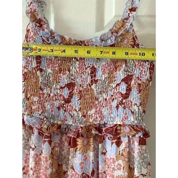 ASTR The Label Women's XS Floral Smocked Tiered Midi Dress Multicolor‎ - Picture 7 of 11